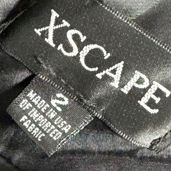 Xscape Floral Brocade Fit & Flare Mesh Trim Party Evening Dress Sz 2 - Picture 5 of 7